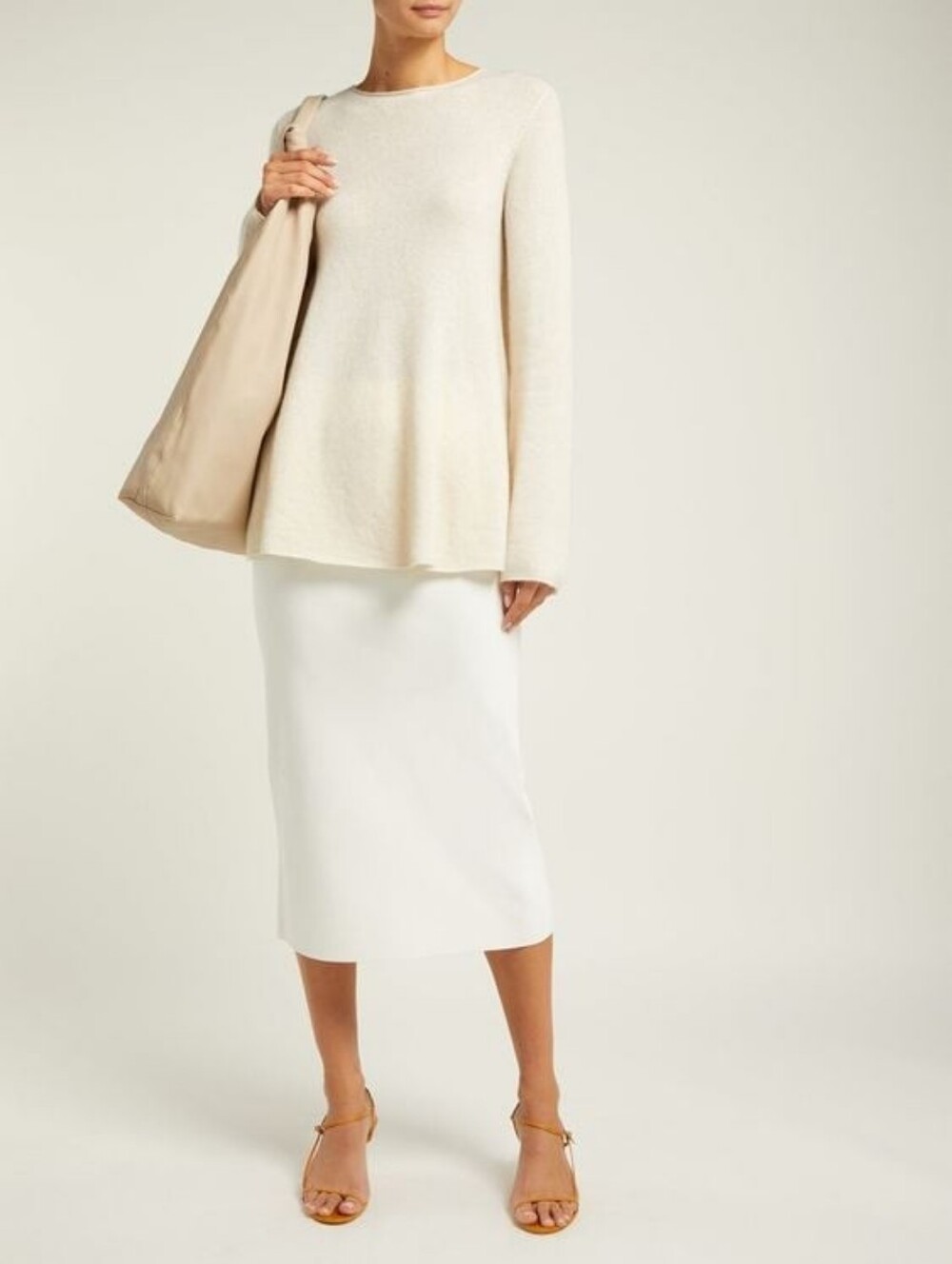The Row Cream Scoop-Neck Fine-Knit Sweater